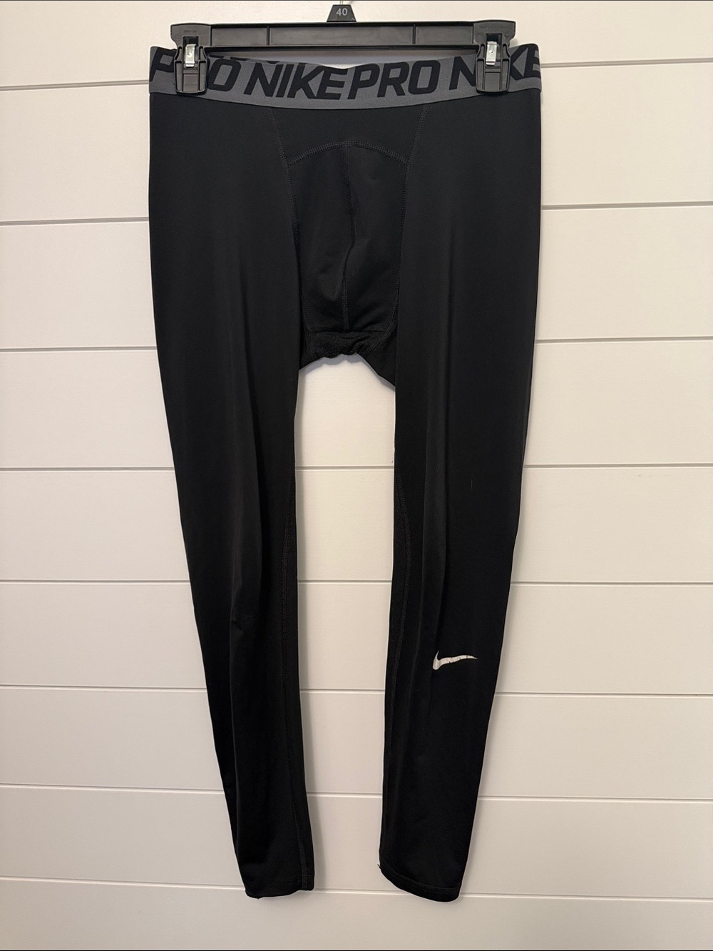 Nike Black Compression Leggings with Gray Branded Waistband